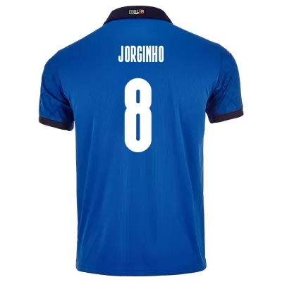 Kinder Italienische Fussballnationalmannschaft Jorginho #8 Heimtrikot Blau 2021 Trikot