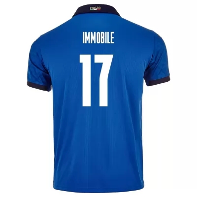 Damen Italienische Fussballnationalmannschaft Ciro Immobile #17 Heimtrikot Blau 2021 Trikot