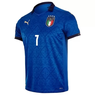 Kinder Italienische Fussballnationalmannschaft Gaetano Castrovilli #7 Heimtrikot Blau 2021 Trikot