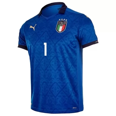 Damen Italienische Fussballnationalmannschaft Salvatore Sirigu #1 Heimtrikot Blau 2021 Trikot