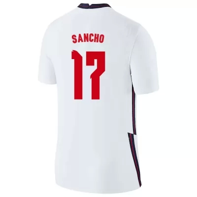 Damen Englische Fussballnationalmannschaft Jadon Sancho #17 Heimtrikot Weiß 2021 Trikot
