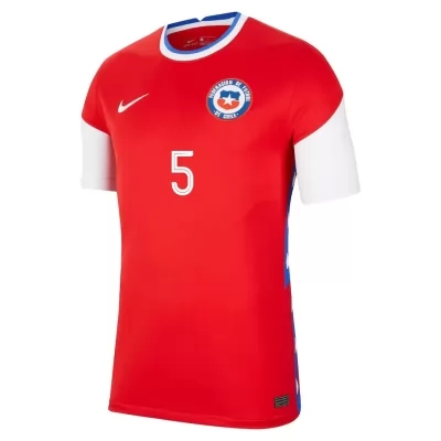 Kinder Chilenische Fussballnationalmannschaft Enzo Roco #5 Heimtrikot Rot 2021 Trikot