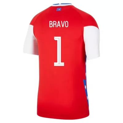 Kinder Chilenische Fussballnationalmannschaft Claudio Bravo #1 Heimtrikot Rot 2021 Trikot