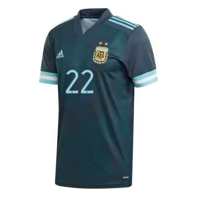 Damen Argentinische Fussballnationalmannschaft Lautaro Martinez #22 Auswärtstrikot Dunkelblau 2021 Trikot