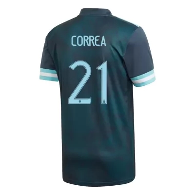 Kinder Argentinische Fussballnationalmannschaft Angel Correa #21 Auswärtstrikot Dunkelblau 2021 Trikot