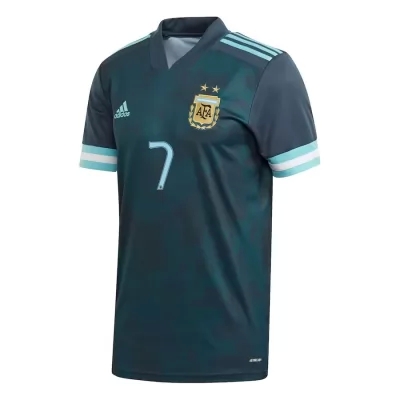 Kinder Argentinische Fussballnationalmannschaft Rodrigo De Paul #7 Auswärtstrikot Dunkelblau 2021 Trikot