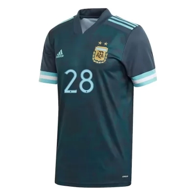 Kinder Argentinische Fussballnationalmannschaft Juan Musso #28 Auswärtstrikot Dunkelblau 2021 Trikot