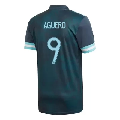 Kinder Argentinische Fussballnationalmannschaft Sergio Aguero #9 Auswärtstrikot Dunkelblau 2021 Trikot