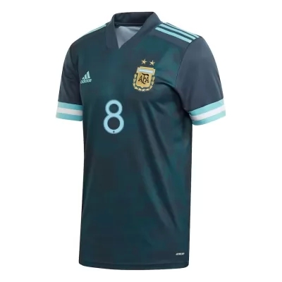 Kinder Argentinische Fussballnationalmannschaft Marcos Acuña #8 Auswärtstrikot Dunkelblau 2021 Trikot