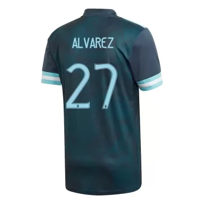 Kinder Argentinische Fussballnationalmannschaft Julian Alvarez #27 Auswärtstrikot Dunkelblau 2021 Trikot
