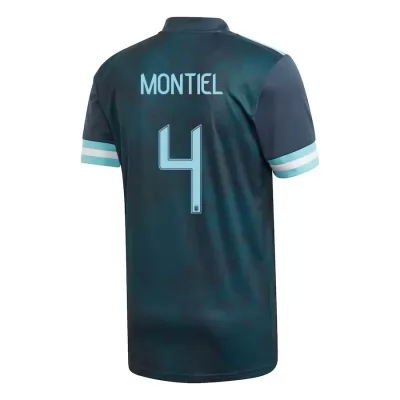 Kinder Argentinische Fussballnationalmannschaft Gonzalo Montiel #4 Auswärtstrikot Dunkelblau 2021 Trikot