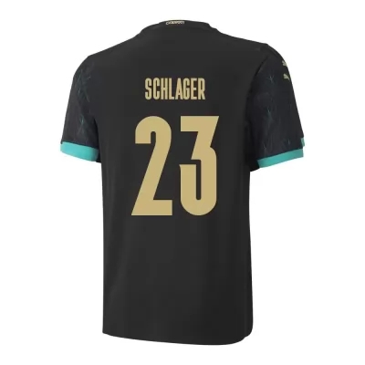 Kinder Österreichische Fussballnationalmannschaft Xaver Schlager #23 Auswärtstrikot Schwarz 2021 Trikot