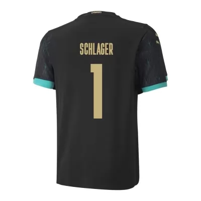 Kinder Österreichische Fussballnationalmannschaft Alexander Schlager #1 Auswärtstrikot Schwarz 2021 Trikot