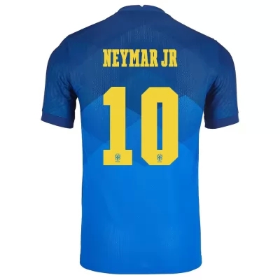 Kinder Brasilianische Fussballnationalmannschaft Neymar #10 Auswärtstrikot Blau 2021 Trikot