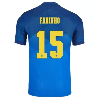 Kinder Brasilianische Fussballnationalmannschaft Fabinho #15 Auswärtstrikot Blau 2021 Trikot