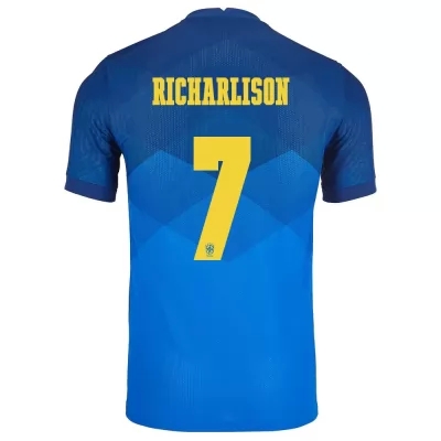 Kinder Brasilianische Fussballnationalmannschaft Richarlison #7 Auswärtstrikot Blau 2021 Trikot