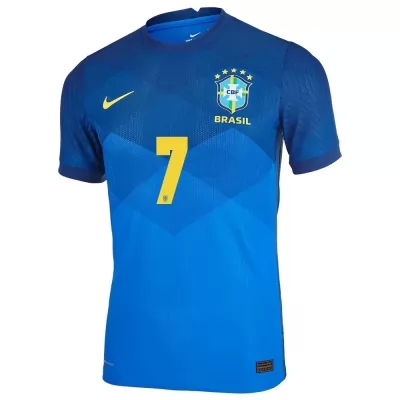 Herren Brasilianische Fussballnationalmannschaft Richarlison #7 Auswärtstrikot Blau 2021 Trikot