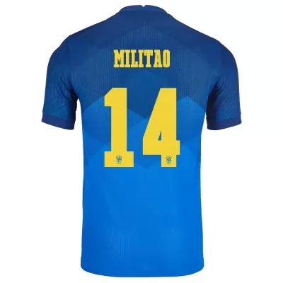Kinder Brasilianische Fussballnationalmannschaft Eder Militao #14 Auswärtstrikot Blau 2021 Trikot
