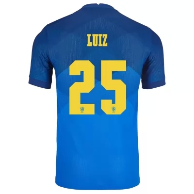 Herren Brasilianische Fussballnationalmannschaft Douglas Luiz #25 Auswärtstrikot Blau 2021 Trikot