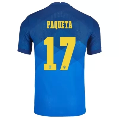Kinder Brasilianische Fussballnationalmannschaft Lucas Paqueta #17 Auswärtstrikot Blau 2021 Trikot