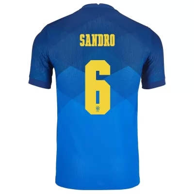 Kinder Brasilianische Fussballnationalmannschaft Alex Sandro #6 Auswärtstrikot Blau 2021 Trikot