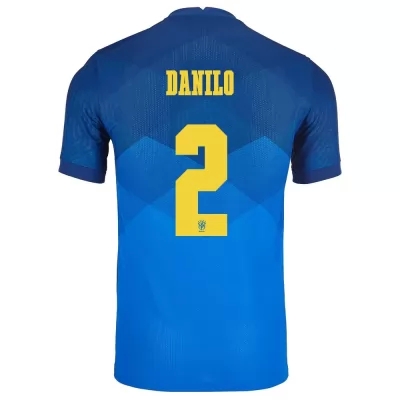 Kinder Brasilianische Fussballnationalmannschaft Danilo #2 Auswärtstrikot Blau 2021 Trikot