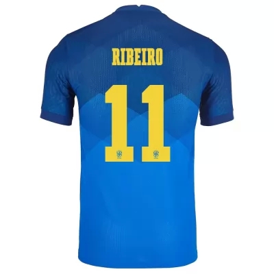 Kinder Brasilianische Fussballnationalmannschaft Everton Ribeiro #11 Auswärtstrikot Blau 2021 Trikot