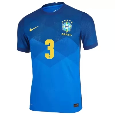 Kinder Brasilianische Fussballnationalmannschaft Thiago Silva #3 Auswärtstrikot Blau 2021 Trikot