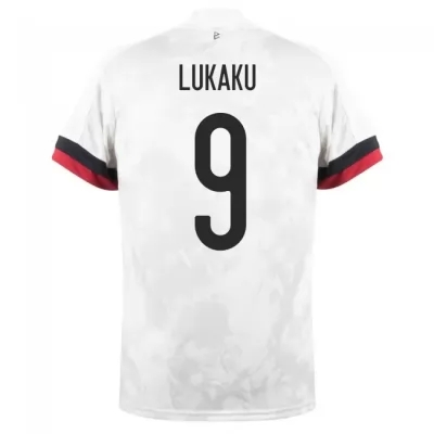 Kinder Belgische Fussballnationalmannschaft Romelu Lukaku #9 Auswärtstrikot Weiß Schwarz 2021 Trikot