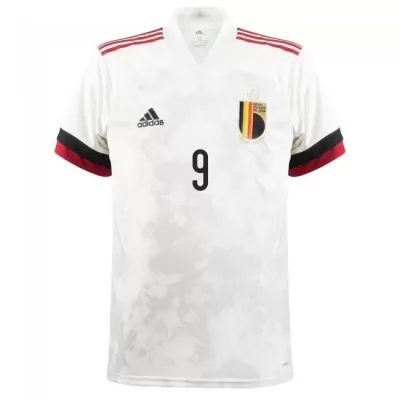 Herren Belgische Fussballnationalmannschaft Romelu Lukaku #9 Auswärtstrikot Weiß Schwarz 2021 Trikot