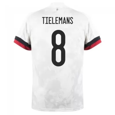 Kinder Belgische Fussballnationalmannschaft Youri Tielemans #8 Auswärtstrikot Weiß Schwarz 2021 Trikot