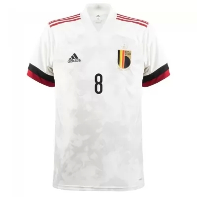 Damen Belgische Fussballnationalmannschaft Youri Tielemans #8 Auswärtstrikot Weiß Schwarz 2021 Trikot