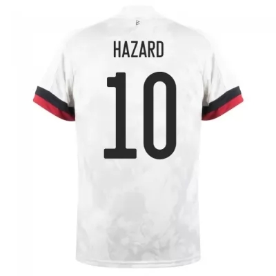 Herren Belgische Fussballnationalmannschaft Eden Hazard #10 Auswärtstrikot Weiß Schwarz 2021 Trikot