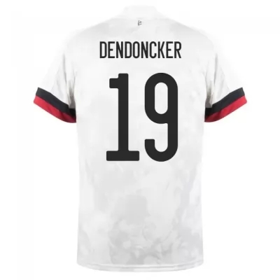 Herren Belgische Fussballnationalmannschaft Leander Dendoncker #19 Auswärtstrikot Weiß Schwarz 2021 Trikot
