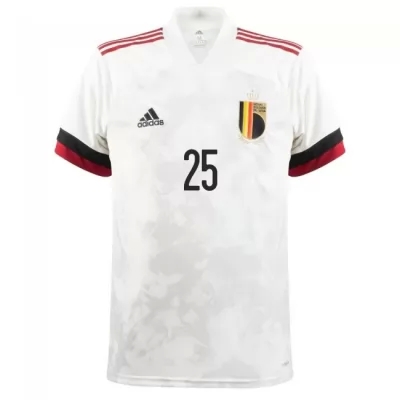 Damen Belgische Fussballnationalmannschaft Jeremy Doku #25 Auswärtstrikot Weiß Schwarz 2021 Trikot