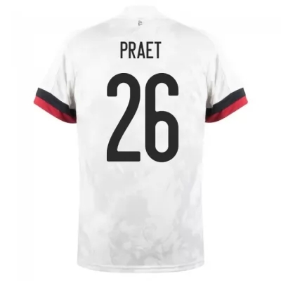 Kinder Belgische Fussballnationalmannschaft Dennis Praet #26 Auswärtstrikot Weiß Schwarz 2021 Trikot
