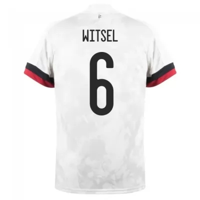 Herren Belgische Fussballnationalmannschaft Axel Witsel #6 Auswärtstrikot Weiß Schwarz 2021 Trikot