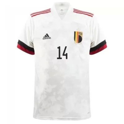 Damen Belgische Fussballnationalmannschaft Dries Mertens #14 Auswärtstrikot Weiß Schwarz 2021 Trikot
