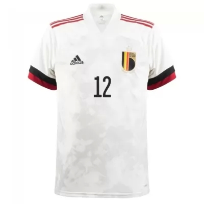 Kinder Belgische Fussballnationalmannschaft Simon Mignolet #12 Auswärtstrikot Weiß Schwarz 2021 Trikot