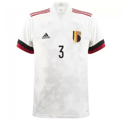 Herren Belgische Fussballnationalmannschaft Thomas Vermaelen #3 Auswärtstrikot Weiß Schwarz 2021 Trikot