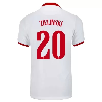 Herren Polnische Fussballnationalmannschaft Piotr Zielinski #20 Auswärtstrikot Weiß 2021 Trikot