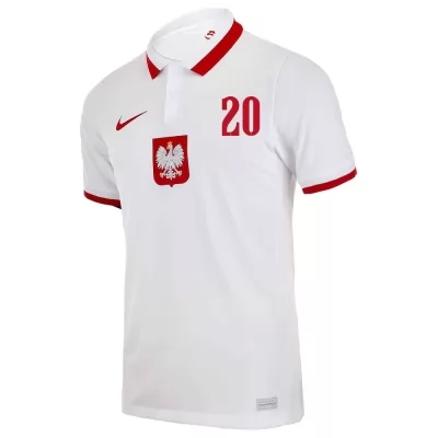 Kinder Polnische Fussballnationalmannschaft Piotr Zielinski #20 Auswärtstrikot Weiß 2021 Trikot