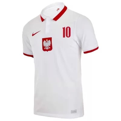 Damen Polnische Fussballnationalmannschaft Grzegorz Krychowiak #10 Auswärtstrikot Weiß 2021 Trikot