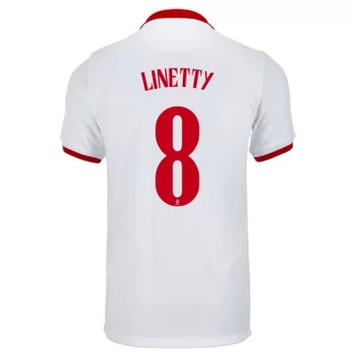 Herren Polnische Fussballnationalmannschaft Karol Linetty #8 Auswärtstrikot Weiß 2021 Trikot