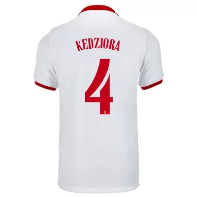 Damen Polnische Fussballnationalmannschaft Tomasz Kedziora #4 Auswärtstrikot Weiß 2021 Trikot