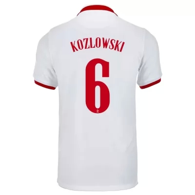 Damen Polnische Fussballnationalmannschaft Kacper Kozlowski #6 Auswärtstrikot Weiß 2021 Trikot