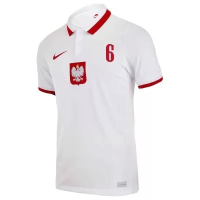 Kinder Polnische Fussballnationalmannschaft Kacper Kozlowski #6 Auswärtstrikot Weiß 2021 Trikot
