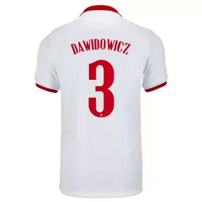 Herren Polnische Fussballnationalmannschaft Pawel Dawidowicz #3 Auswärtstrikot Weiß 2021 Trikot
