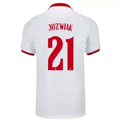 Kinder Polnische Fussballnationalmannschaft Kamil Jozwiak #21 Auswärtstrikot Weiß 2021 Trikot