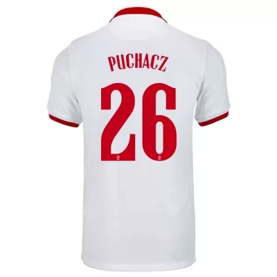 Kinder Polnische Fussballnationalmannschaft Tymoteusz Puchacz #26 Auswärtstrikot Weiß 2021 Trikot
